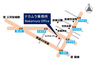 愛知県安城市小堤町9-25 ナカムラ事務所の地図